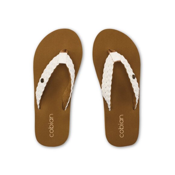 Cobian Women's Braided Bounce Synthetic Leather Casual Sandals - White - Picture 2 of 5